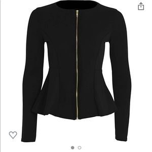 Long sleeve zip peplum blazer